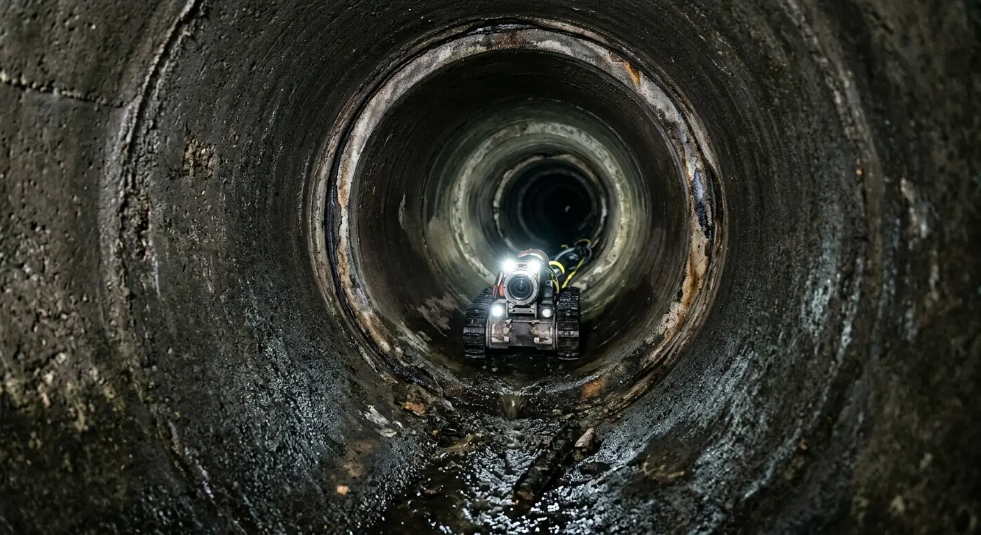 Robotic sewer camera inspecting pipe interior for Drain Snake Service in Kissimmee